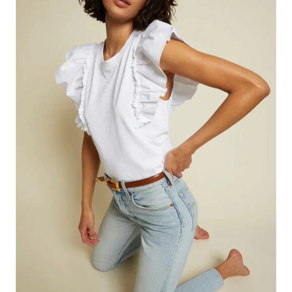 Nation Ltd. White Ruffle Sleeveless Top - Picture 3 of 9